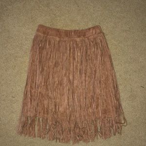 Brown fringe skirt